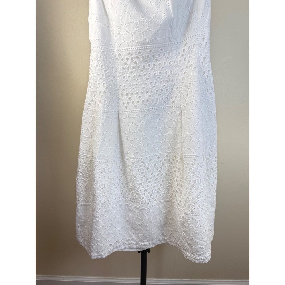 New York & Company Womens White Strapless Dress Eyelet size 0 Summer Resortwear - Picture 7 of 9